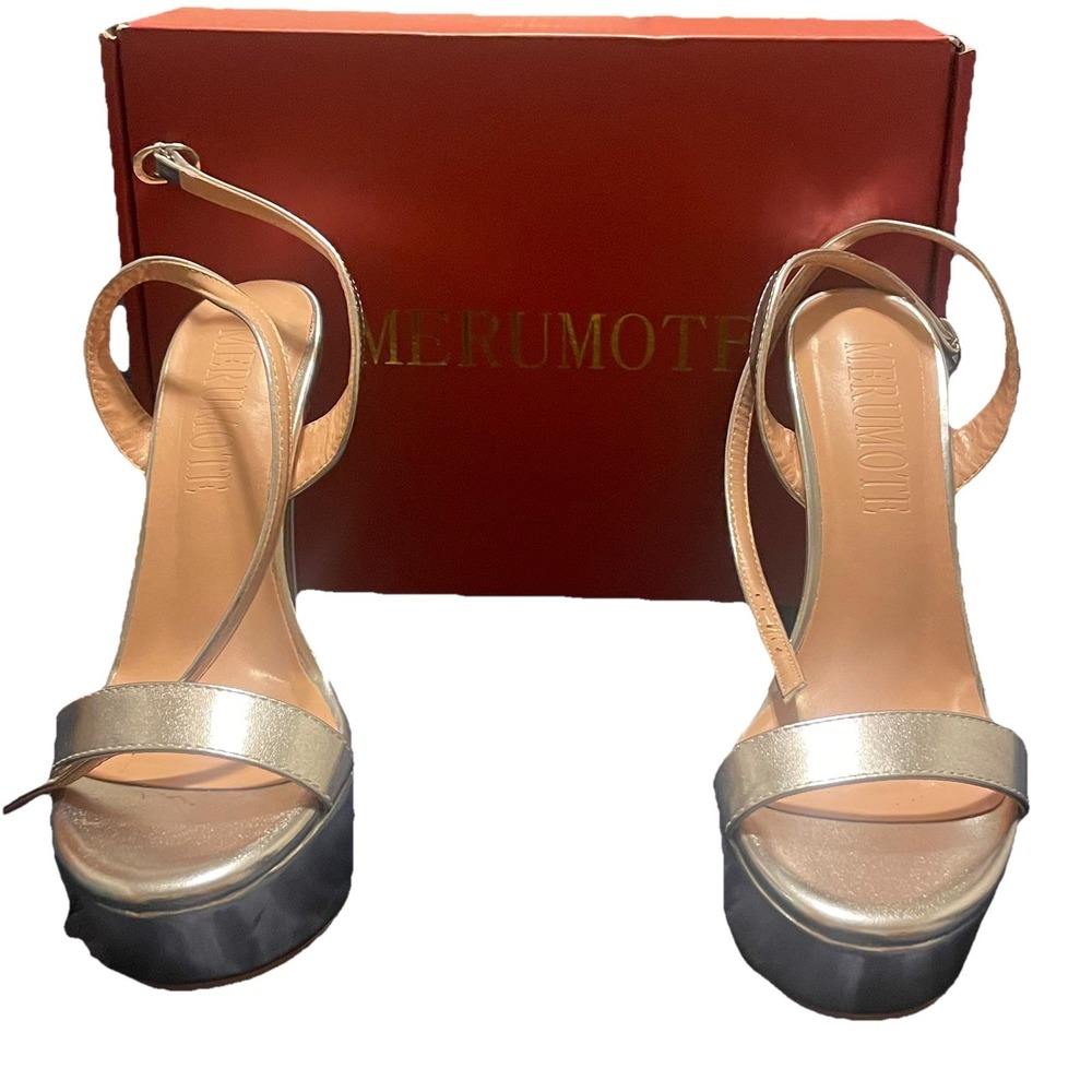 MERUMOTE Women's Platform Heels Sky High Heel Sandals Party Bridal Evening SZ 7